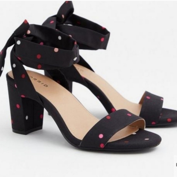 Torrid Polka Dot Tie Up Heels - Picture 1 of 12